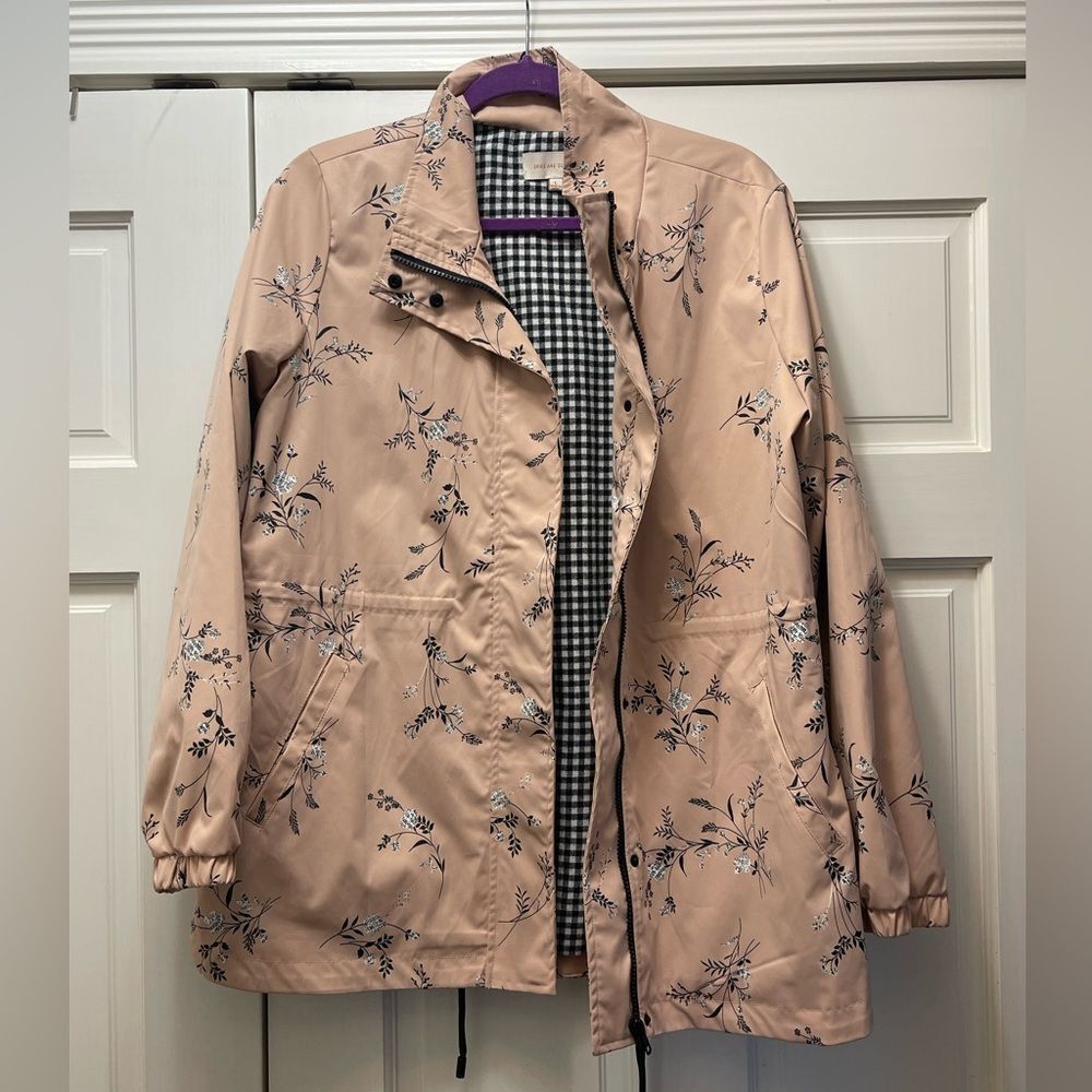 EUC Stitch Fix Skies Are Blue Pink Floral Jacket Coat sz Lg